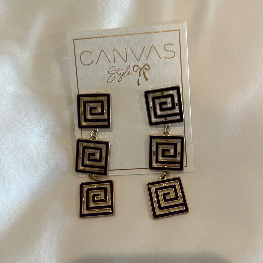 Canvas Purple and Gold Earring